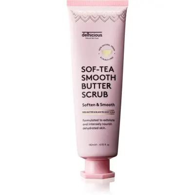 delhicious Sof-Tea Smooth Butter Scrub exfoliant de corp hidratant cu efect de exfoliere 140 ml