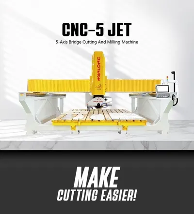 Centru de lucru CNC in 5 axe, pentru procesare piatra, granit, marmura, etc. - Wanlong CNC-JET-5-DXF