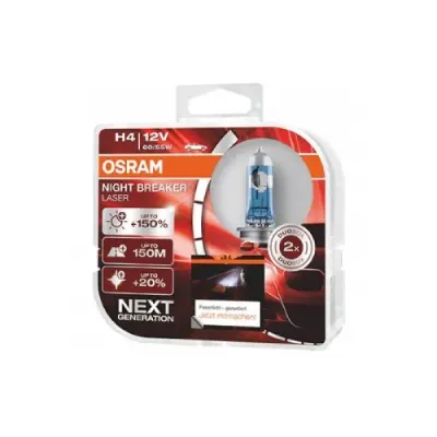Set doua becuri auto halogen Osram Night Breaker Laser Next Generation +150% H4 60/55W 12V 64193NL-DUO