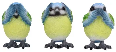Set statuete Nemesis Now Adult: Humor - Three Wise Blue Tits