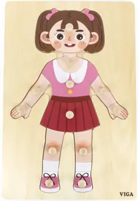 Puzzle educațional Viga Toys - Părți ale corpului uman, fată