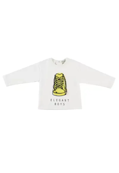 Bluza subtire cu maneca lunga si imprimeu - Elegant - Ecru - pentru baietei - Ecru