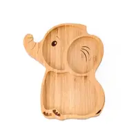 Set castron si farfurie cu lingurita pentru diversificare Oaki din bambus Elefant Verde