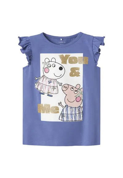 Top pentru fete 13242959 - Bumbac/Elastan - Albastru - Albastru