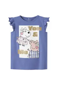 Top pentru fete 13242959 - Bumbac/Elastan - Albastru - Albastru