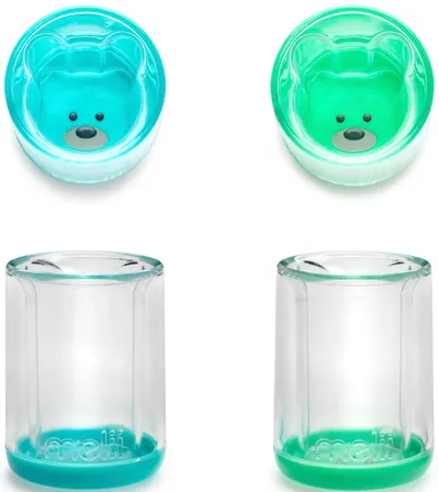 Set de 2 pahare Melii - Albastru și verde, 145 ml