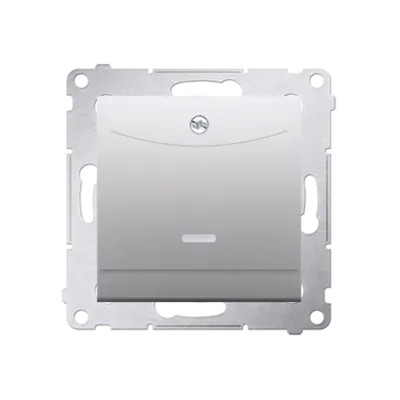 Intrerupator dublu de hotel cu led -2Z, curent nominal 10 (2) A, necesita utilizare releu/contactor, silver mat metalic
