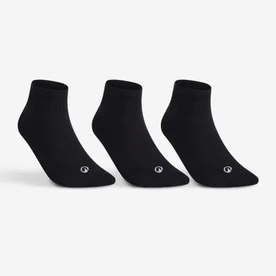 Set 3 Perechi Șosete Mid Tenis RS100 Negru Adulți