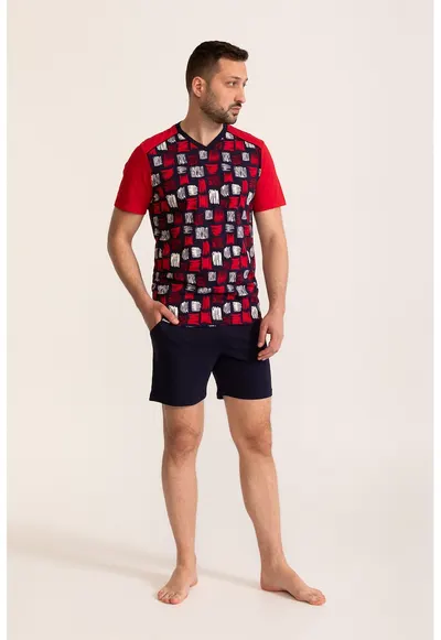 Pijama din bumbac Chester - Rosu