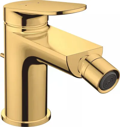 Baterie bideu Duravit Wave WA2400001034, marime S, cartus ceramic, 137 mm, set evacuare cu tija, ventil, Auriu lucios