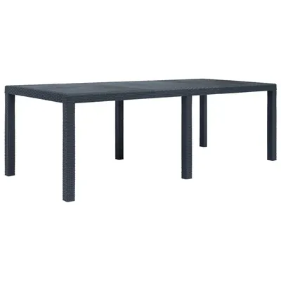 vidaXL Masă de grădină, antracit, 220x90x72 cm , plastic, aspect ratan
