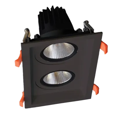 Spot Led Dublu Patrat Reglabil 2x30w 230v 3000k Negru
