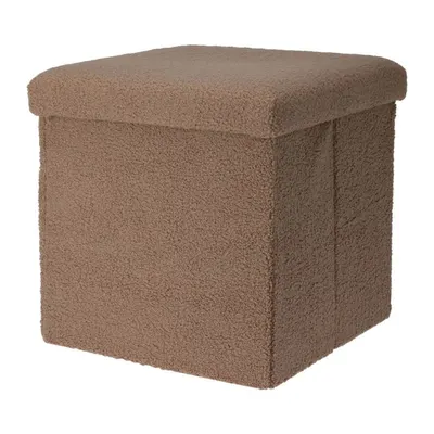 Taburet pliabil cu spațiu de depozitare - Storage Solutions®, tip cutie, otoman, culoare cafeniu, 38x38x38 cm