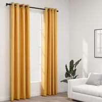 vidaXL Perdele opace aspect pânză cu ocheți 2 buc. 140x225 cm galben