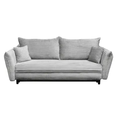 Canapea CAMILLE T extensibila, 3 locuri, cu arcuri si lada depozitare, gri deschis, 238x115x95 cm