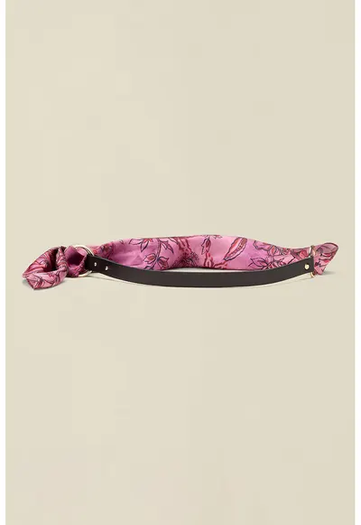 Curea de piele cu esarfa decorativa - Negru