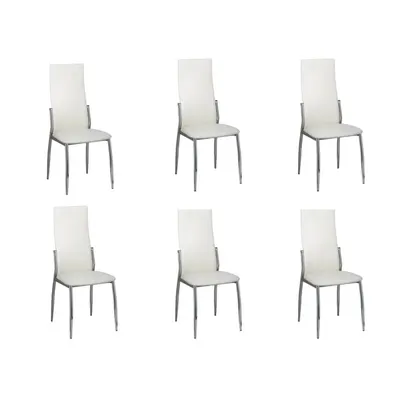 Gossi scaune de bucatarie, 6 buc., alb, piele ecologica