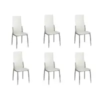 Gossi scaune de bucatarie, 6 buc., alb, piele ecologica