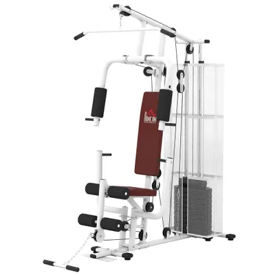 HOMCOM Stație Fitness Multifuncțională cu 4 Perne din Oțel și PU Alb | Aosom Romania