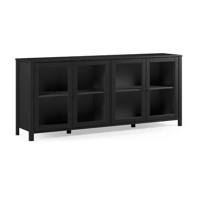 Vitrină neagră din lemn de pin 186x80x40 cm Alessandra – Marckeric