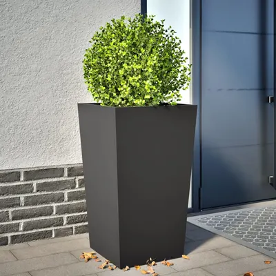 Gossi jardiniera de gradina, negru, 45x45x75 cm, otel