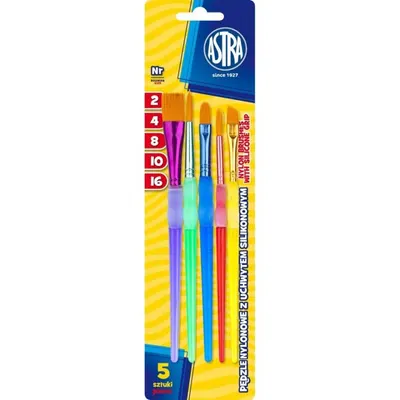 Set de pensule de pictură Astra - Cu mâner ergonomic, 5 buc
