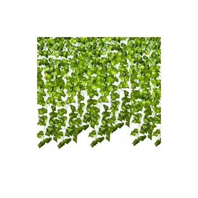 Ghirlanda artificiala iedera decorativa, 6 siruri, 81 de frunze, lungime 12.6 m, verde