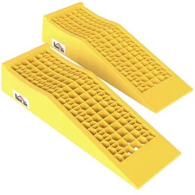 HOMCOM Set 2 Rampe de Încărcare pentru Auto din Plastic Antiderapant cu Capacitate 3tone, Galben | Aosom Romania