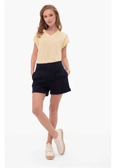 Pantaloni scurti din denim E-Candy pentru femei - bleumarin inchis - Bleumarin inchis