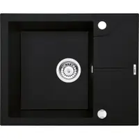 Chiuveta bucatarie compozit cu picurator negru mat 59 cm Deante Andante