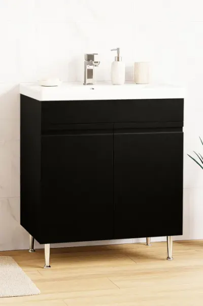 Set Baza front MDF si Lavoar seria 786, montat, 70 cm, negru