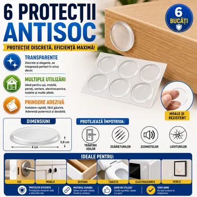 Set 6 protectii antisoc, protectie mobilier si pereti, transparente, poliuretan