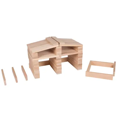 Set de construcție cu 100 piese din lemn