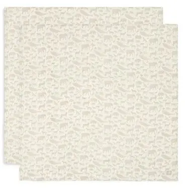 Scutec de muselină Jollein - 115 x 115 cm, 2 buc, Animals Nougat