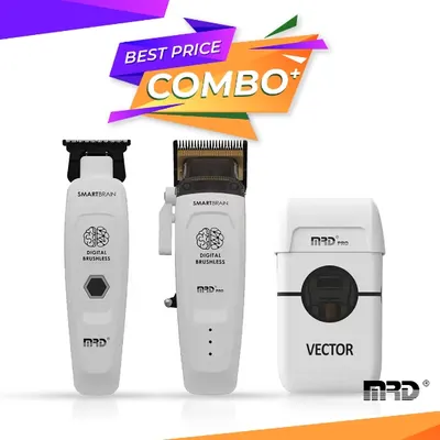 Set MRD - Smart Brain - Masina de tuns + Masina de contur + Masina de ras - fara fir - White