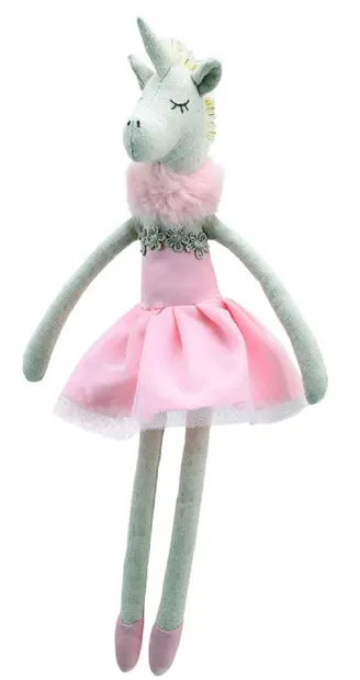 Păpușă de cârpă The Puppet Company - Unicorn dansator, 30 cm