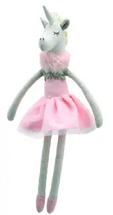 Păpușă de cârpă The Puppet Company - Unicorn dansator, 30 cm