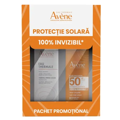Pachet Spray pentru Protecție Solară SPF 50, 200 ml + Apă Termală Spray, 150 ml, Avene