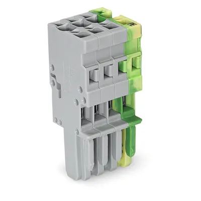 1-conductor female plug; 4 mm²; 4-pole; 4,00 mm²; gray, green-yellow