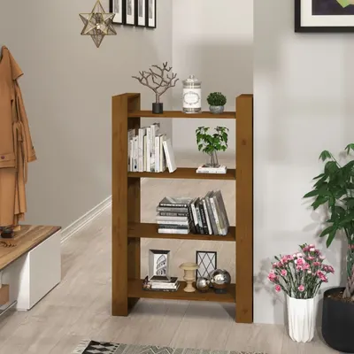 vidaXL Bibliotecă/Separator cameră maro miere 80x35x125 cm lemn masiv