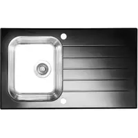 Chiuveta bucatarie inox si sticla neagra Alveus Glassix 10