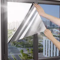 Set 2 x Autocolant geamuri, protectie UV, 45 x 300 cm, Argingtiu