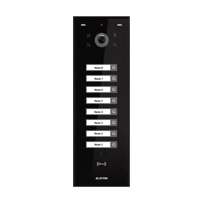 Videointerfon de exterior Electra VPU.08S03.ELBTL, 8 familii, 800 LTV, RFID, aparent, negru