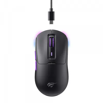Mouse Gaming Wireless HAVIT MS969WB, RGB, 1000DPI - 16000DPI, BT / Wi-Fi / Wired, Negru