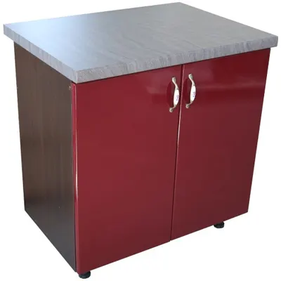 Masca pentru chiuveta cu 2 usi 80 cm Zebra, wenge/MDF Rosu, cu blat Beton, 80 x 85 x 60 cm