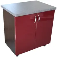 Masca pentru chiuveta cu 2 usi 80 cm Zebra, wenge/MDF Rosu, cu blat Beton, 80 x 85 x 60 cm
