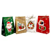 Pungi Crăciun cu sfoară iută mix 4 modele 3D (set 24 buc) 7x11.5x18cm - Default Title