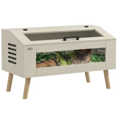 PawHut Terariu pentru reptile, vivarium pentru șerpi 140L cu ferestre din sticlă securizată, capac, 100 x 50 x 60 cm | Aosom Romania