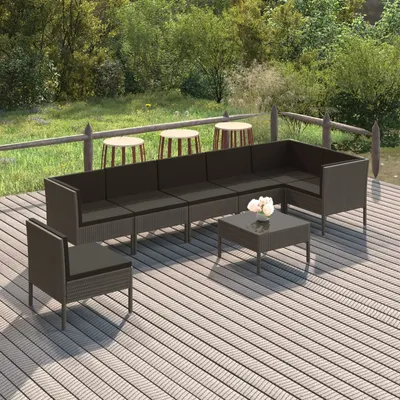 Gossi set mobilier de gradina cu perne, 8 piese, gri, poliratan