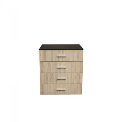 Comoda ALMA, 4 sertare, corp sonoma inchis, fronturi sonoma deschis, 70x40x82 cm